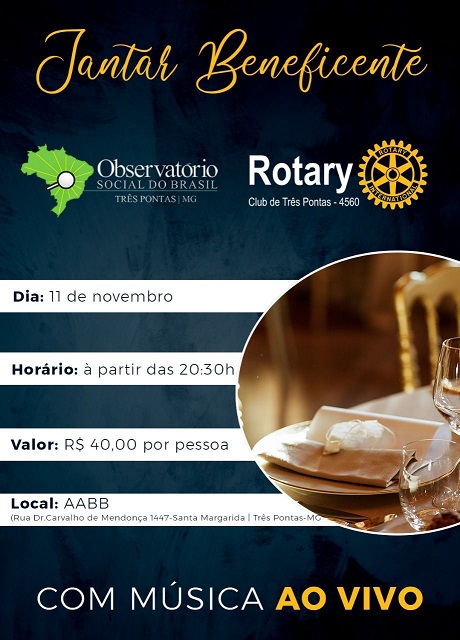 Jantar Dançante do Rotary Club e OSBTP está na agenda de novembro 