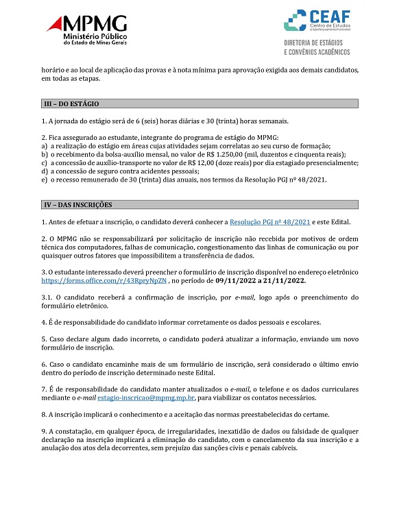Ministério Público divulga Edital para seleção de Estagiários