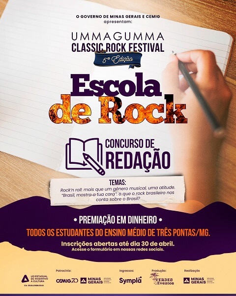 Festival de rock traz premiação para performance de bandas infanto-juvenis e concurso de redação com inscrições até 30 de abril