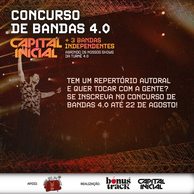 Capital Inicial lança concurso para escolher shows de abertura para três datas da turnê comemorativa Capital Inicial 4.0