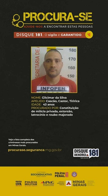 Procura-se: Quarto alvo da lista dos criminosos mais procurados de Minas Gerais é encontrado