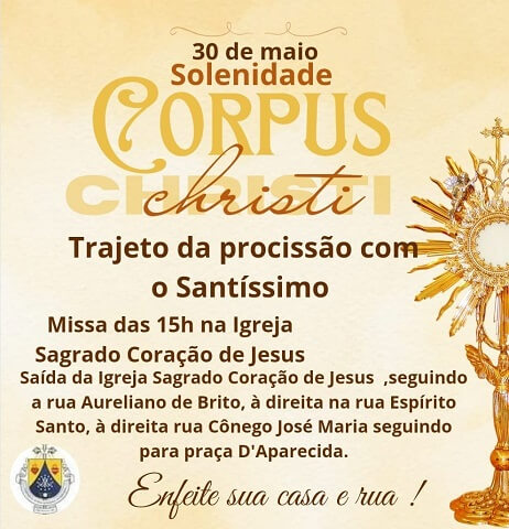 Corpus Christi: confira as programações elaboradas pelas paróquias de Três Pontas