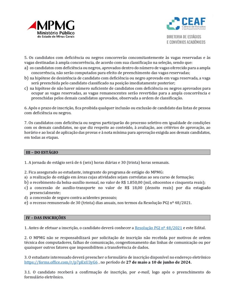 Oportunidade para estudantes de pós-graduação em Direito