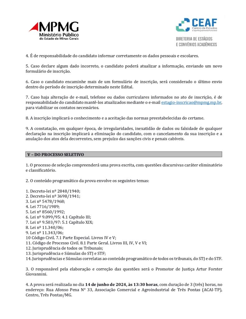 Oportunidade para estudantes de pós-graduação em Direito