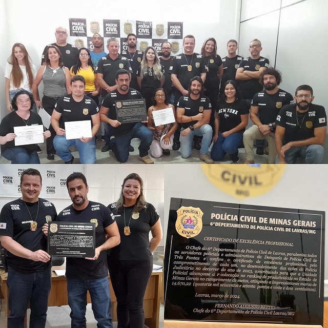 Delegacia de Três Pontas lidera ranking da PCMG pelo segundo ano consecutivo