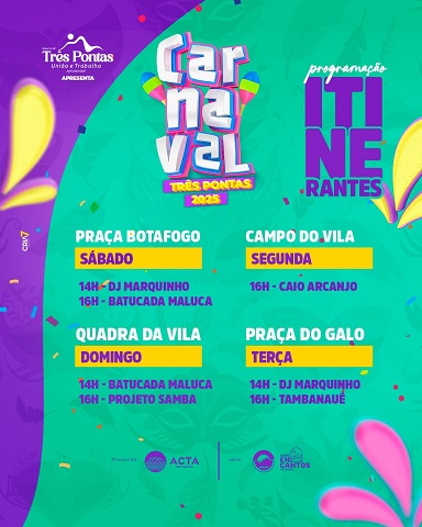 Três Pontas terá o maior carnaval dos últimos anos, garante a Prefeitura