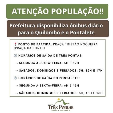 Nova linha de ônibus para o Quilombo e Pontalete começa nesta terça-feira