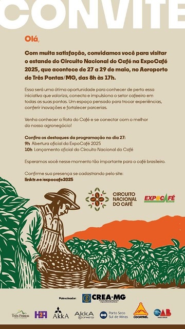 Circuito Nacional do Café será lançado nesta terça-feira (27) em Três Pontas