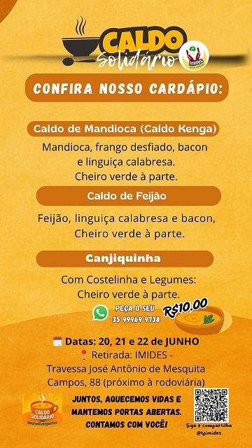 Caldo Solidário aquece neste inverno e apoia crianças neurodivergentes em Três Pontas