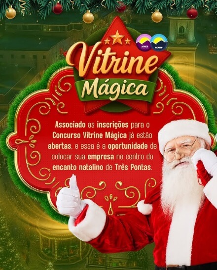Vitrine Mágica 2025: inscrições abertas para o concurso que ilumina e fortalece o comércio de Três Pontas