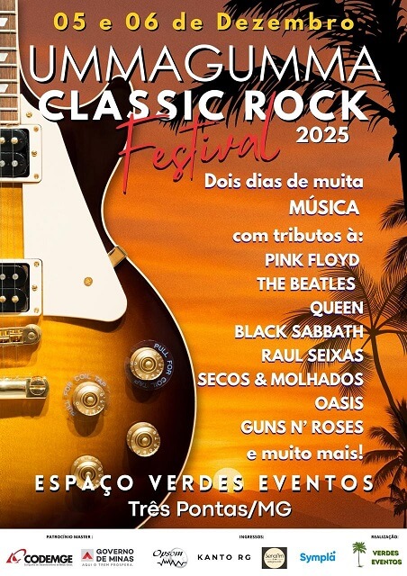 Ummagumma Classic Rock Festival 2025: Três Pontas vive a energia do rock nos dias 05 e 06 de dezembro