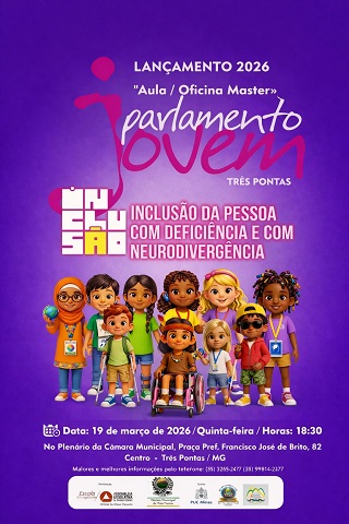 Lançamento: Parlamento Jovem 2026 promove oficina em Três Pontas sobre inclusão de pessoas com deficiência e neurodivergência