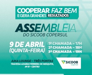 Sicoob  Copersul convida todos os cooperados para participar da Assembleia Geral