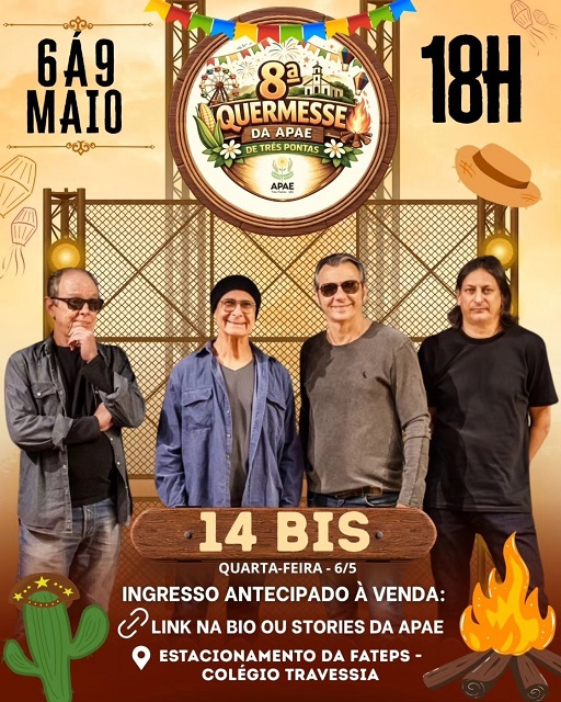 Banda 14 Bis abre a 8ª Quermesse da Apae de Três Pontas com show aguardado e noite solidária