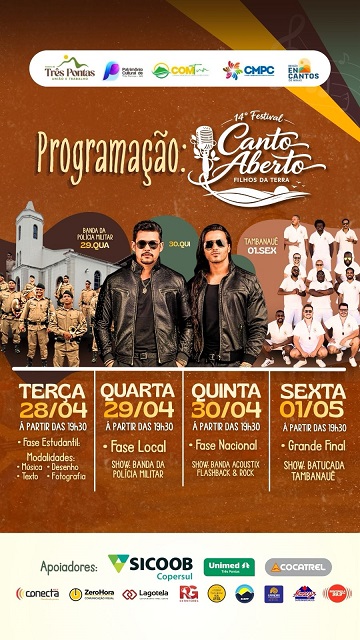 Festival Canto Aberto anuncia shows e reforça valorização da cultura em Três Pontas