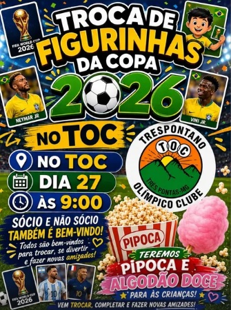 Troca de figurinhas da Copa e aulas esportivas movimentam o fim de semana no TOC