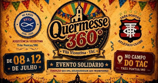 Quermesse 360º movimenta Três Pontas com música, gastronomia, solidariedade e programação para toda a família