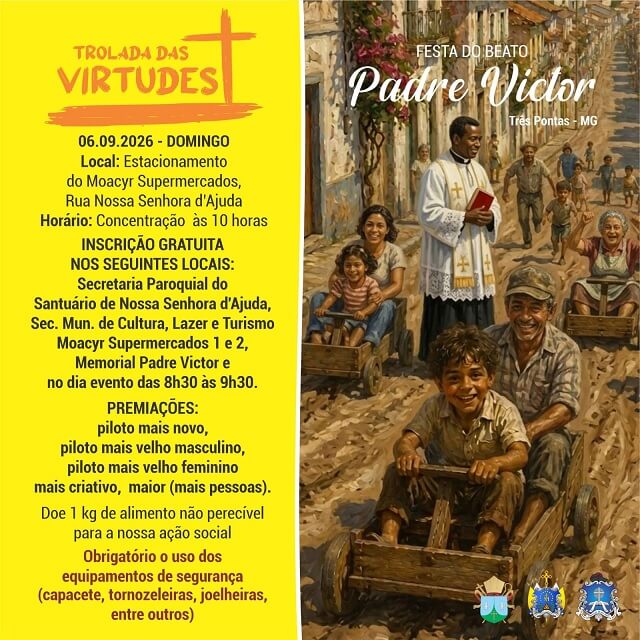 Trolada das Virtudes 2026 marca início da Festa do Beato Padre Victor em Três Pontas; inscrições estão abertas