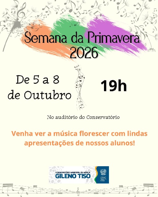 Semana da Primavera 2026 terá cinco noites de apresentações gratuitas no Conservatório de Três Pontas